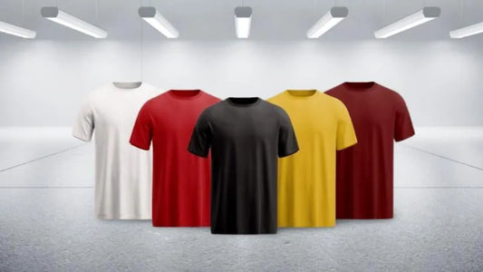 5 Pcs Men's Polyester Plain T-Shirts Multicolor Round Neck