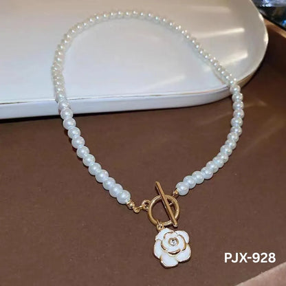 White Pearl Flower Necklace for Women