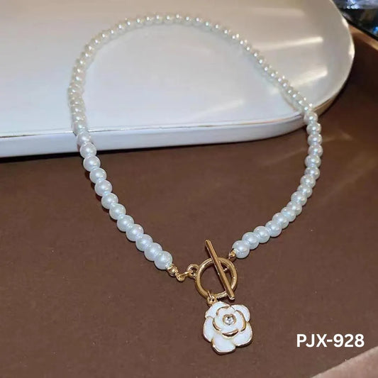 White Pearl Flower Necklace for Women