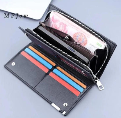 Balebaily Long Wallet Slim Multi Pocket PU Leather Design | Black