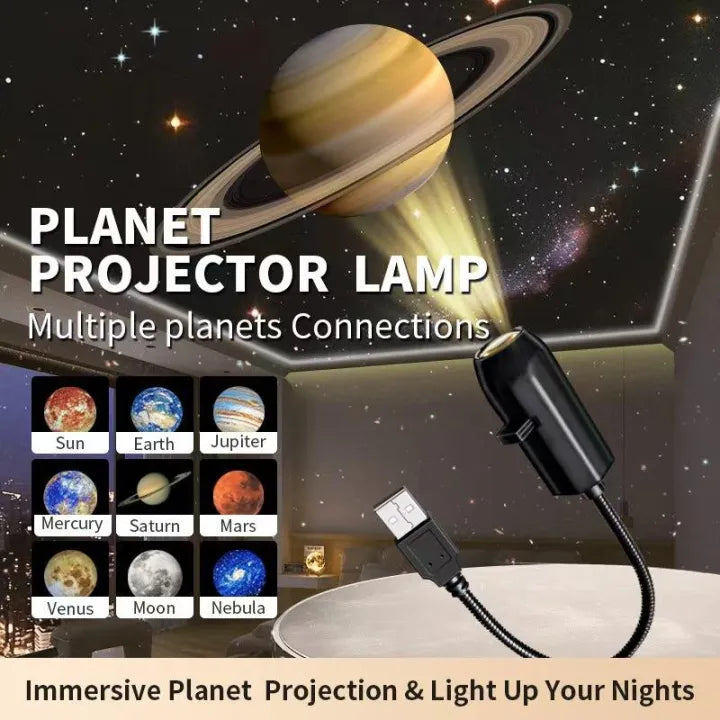 USB Moon & Earth Projector Light with 6 lens & Flexible Gooseneck & Interchangeable Film Slides