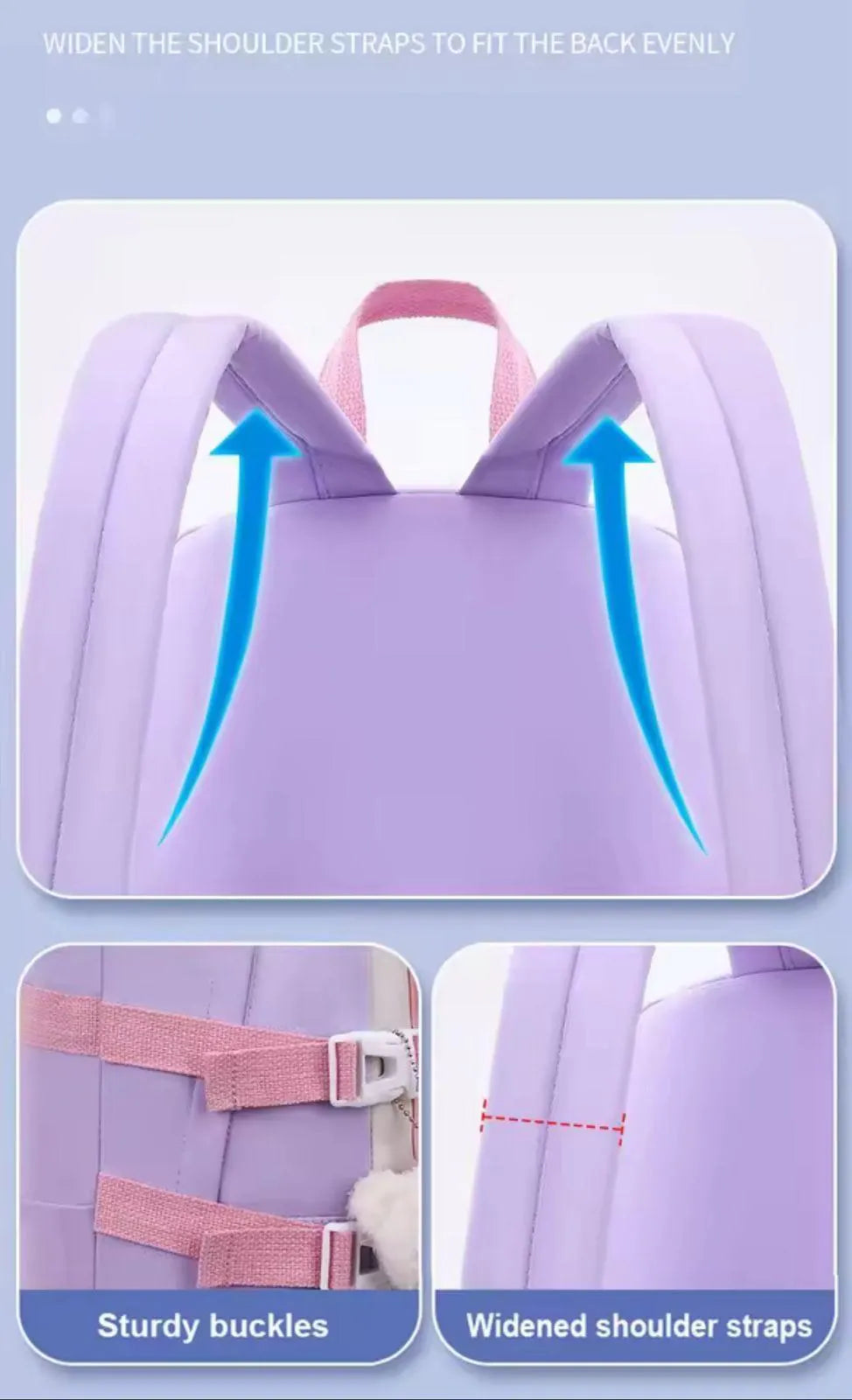 Purple Pink Multicolor Casual Backpack for College Girls
