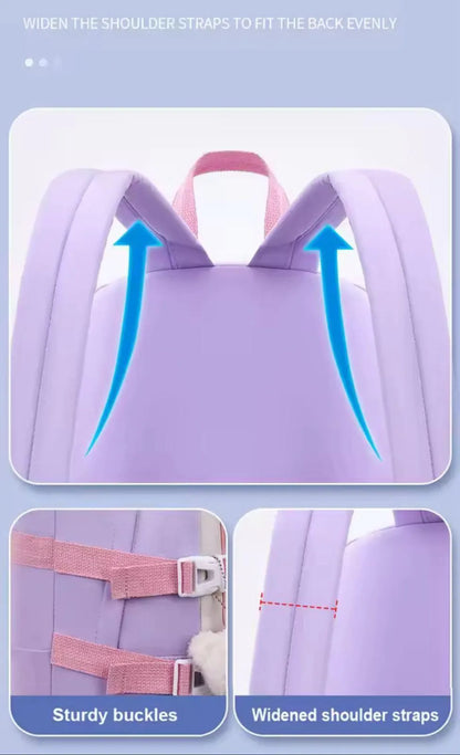 Purple Pink Multicolor Casual Backpack for College Girls