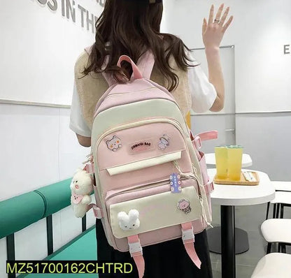 Purple Pink Multicolor Casual Backpack for College Girls