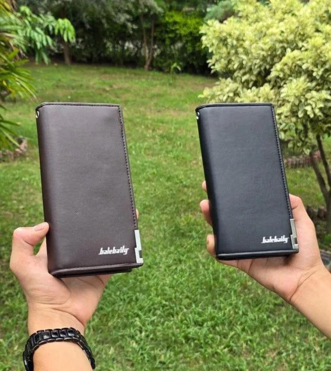 Balebaily Long Wallet Slim Multi Pocket PU Leather Design | Black