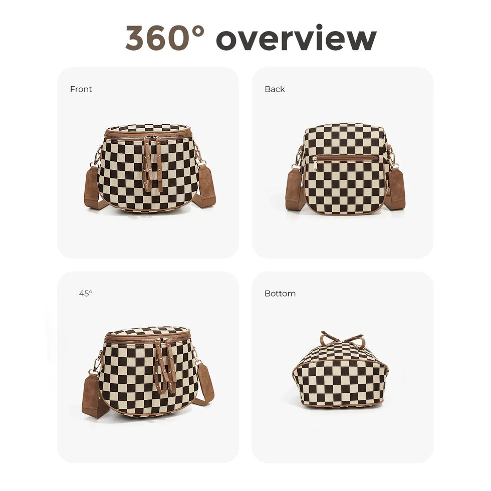 Plaid Shell-Shaped Crossbody Bag