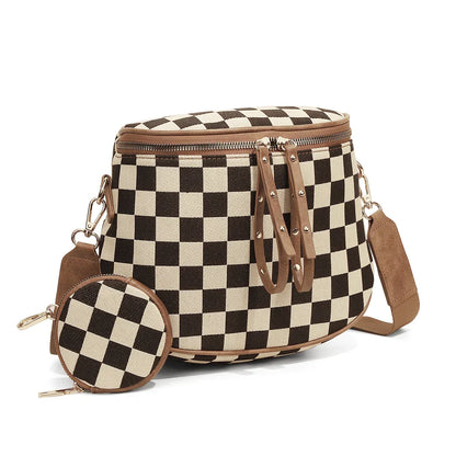 Plaid Shell-Shaped Crossbody Bag